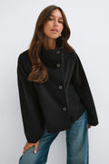 Wide sleeve felt jacket - Beige melange