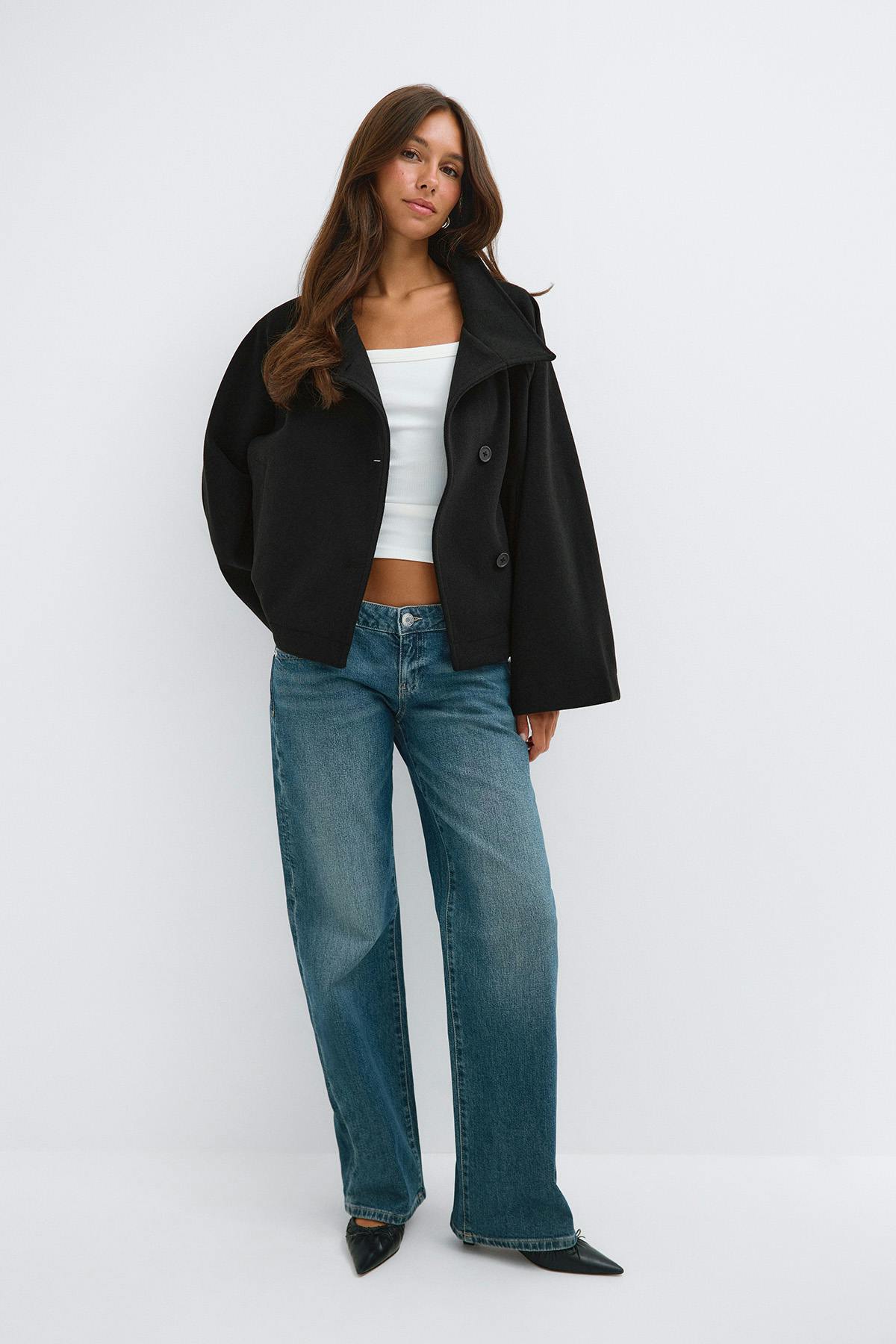 Wide sleeve felt jacket - Noir