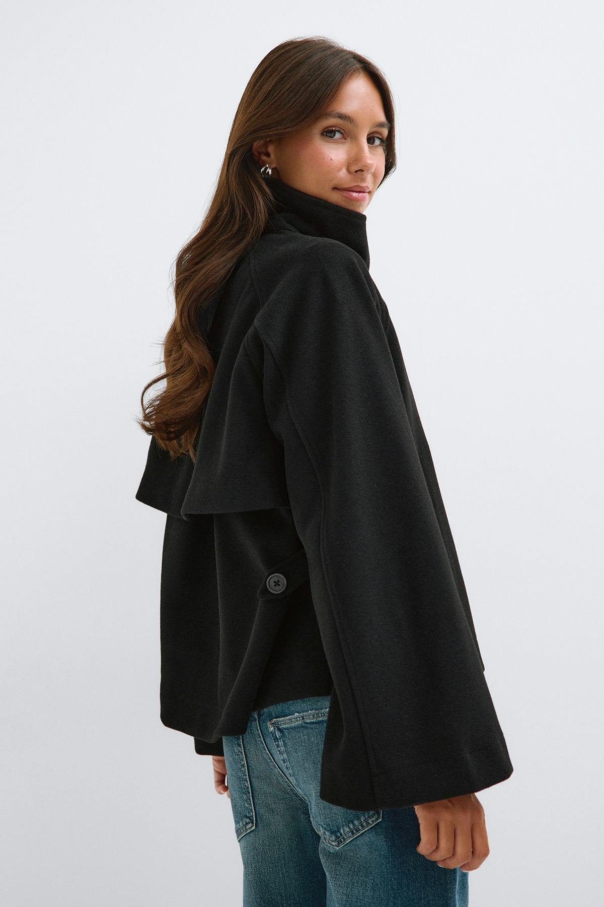 Wide sleeve felt jacket - Noir