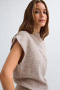 Knitted funnel neck top - Blanc cassé
