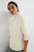 Short sleeve knitted polo top - Gardenia