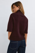 Short sleeve knitted polo top - Bordeaux foncé