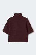 Short sleeve knitted polo top - Bordeaux foncé