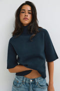 Short sleeve knitted polo top - Gardenia