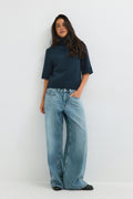 Short sleeve knitted polo top - Gardenia