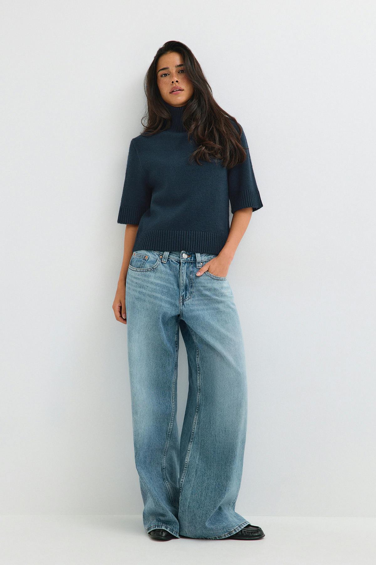 Short sleeve knitted polo top - Gardenia