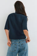 Short sleeve knitted polo top - Gardenia