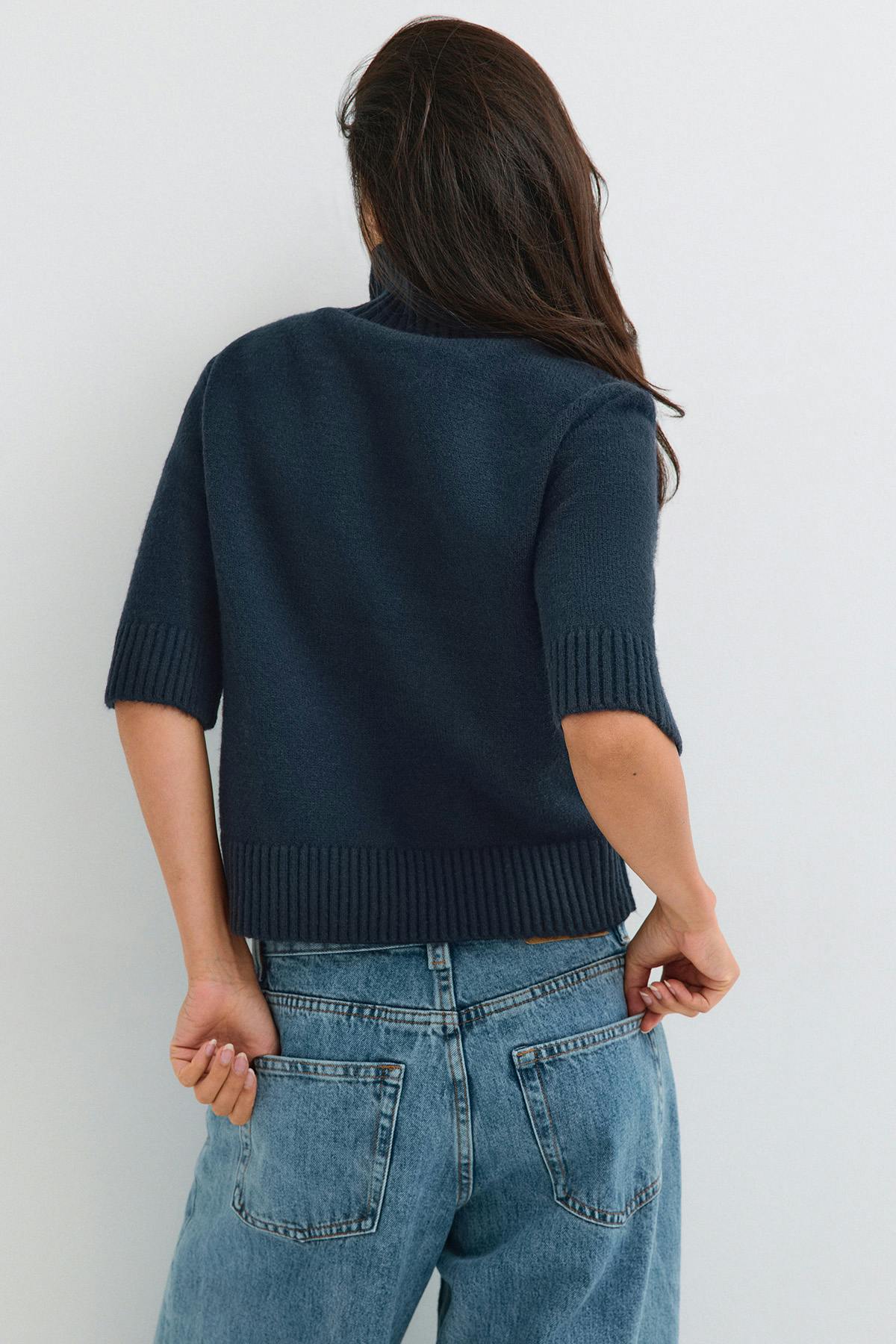 Short sleeve knitted polo top - Gardenia