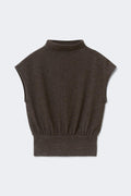 Soft funnel neck top - Grey melange