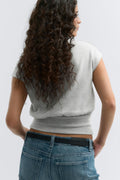 Soft funnel neck top - Seal brown