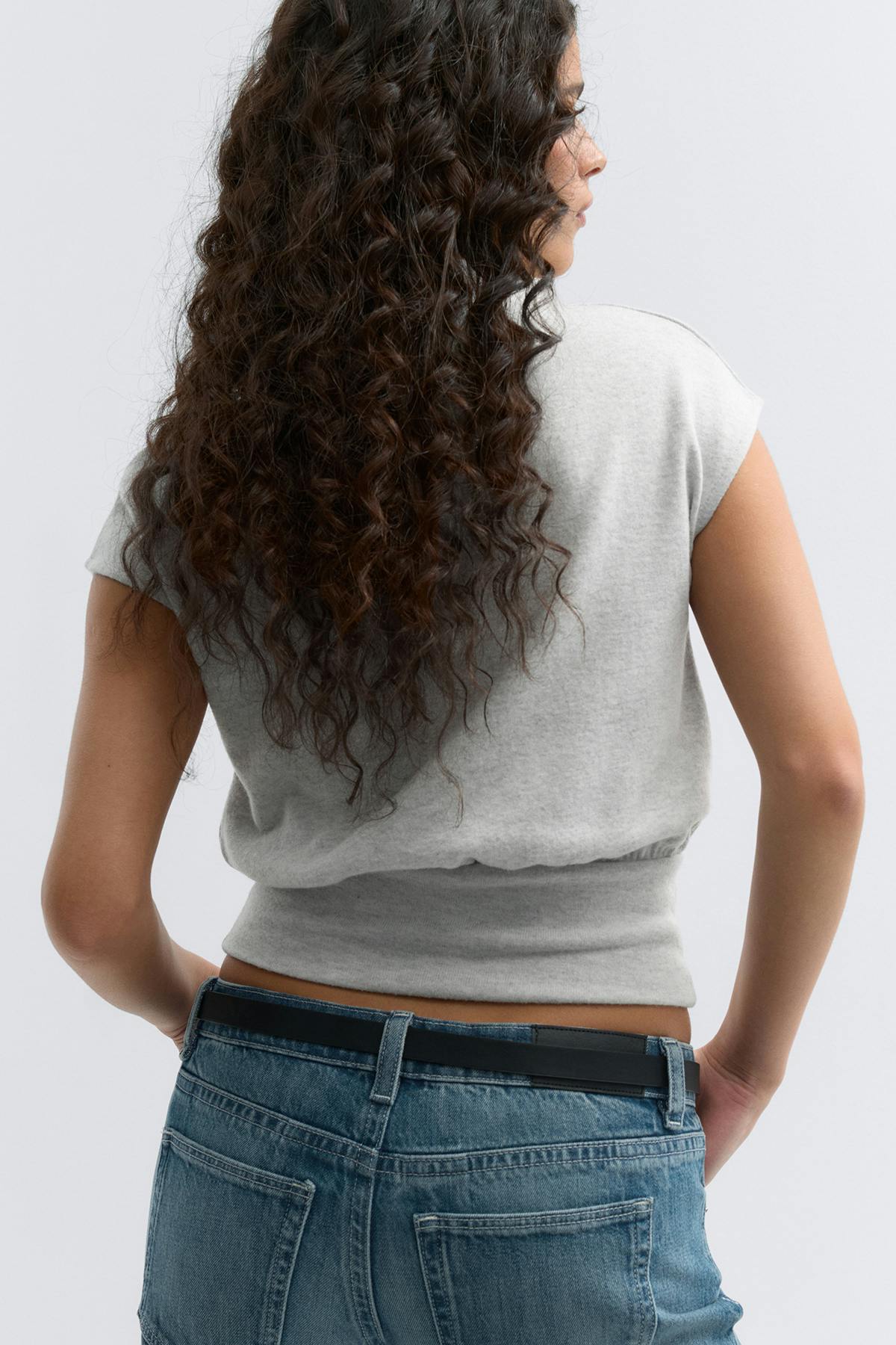 Soft funnel neck top - Seal brown