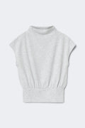 Soft funnel neck top - Grey melange
