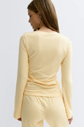 Boatneck loungewear top - Yellow stripe