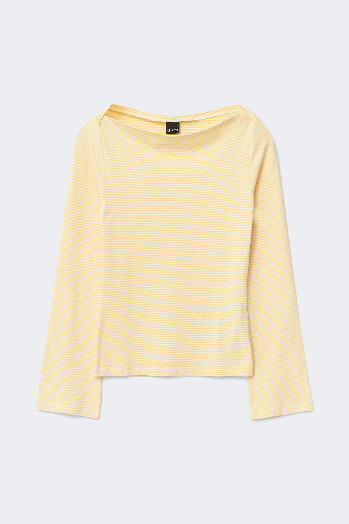 Boatneck loungewear top - Yellow stripe