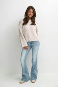 Y knitted crew neck sweater - Oat melange