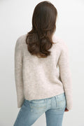 Y knitted crew neck sweater - Oat melange