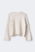 Y knitted crew neck sweater - Oat melange