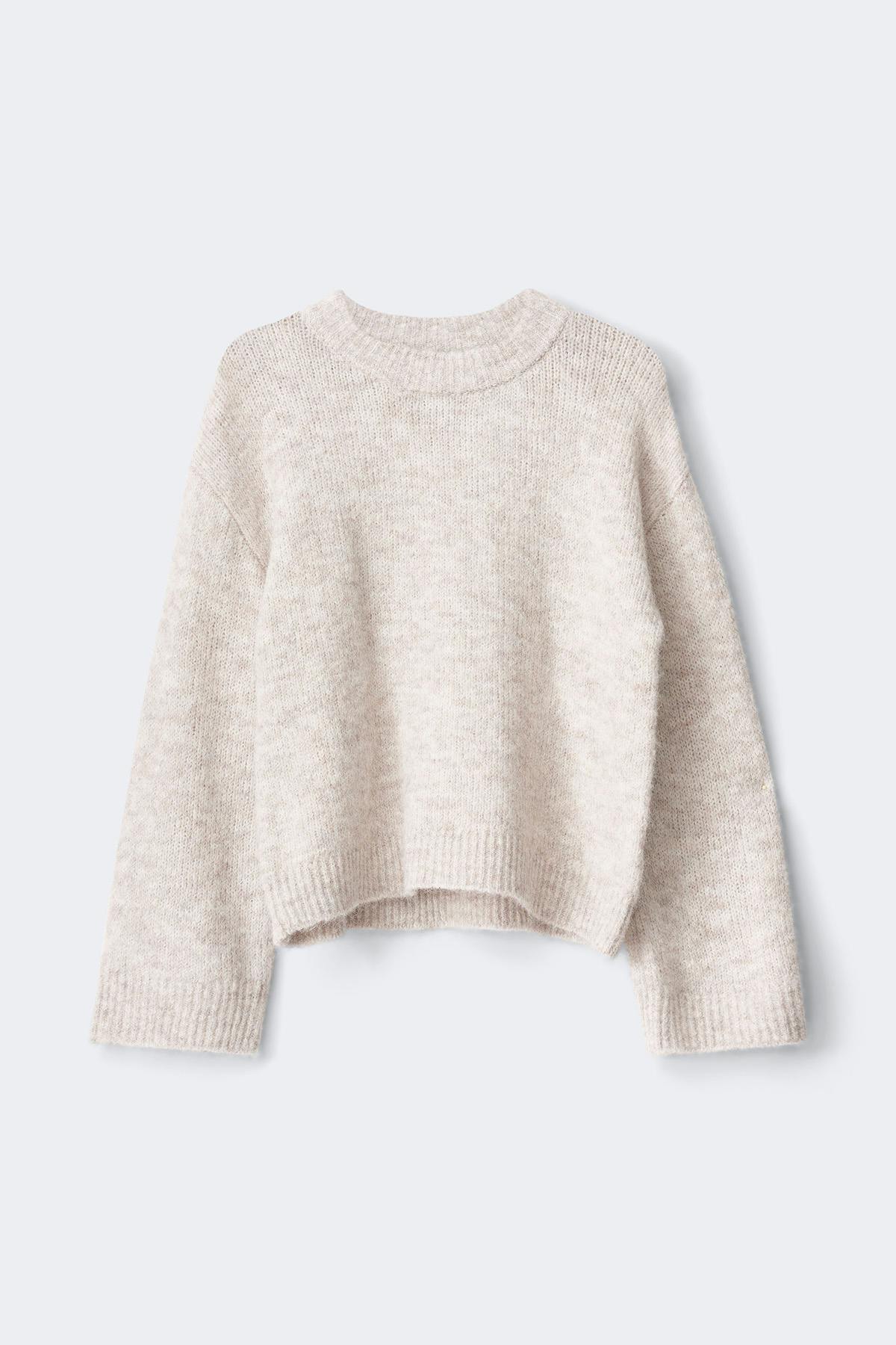 Y knitted crew neck sweater - Oat melange