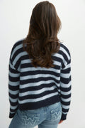 Y knitted crew neck sweater - Blue stripe