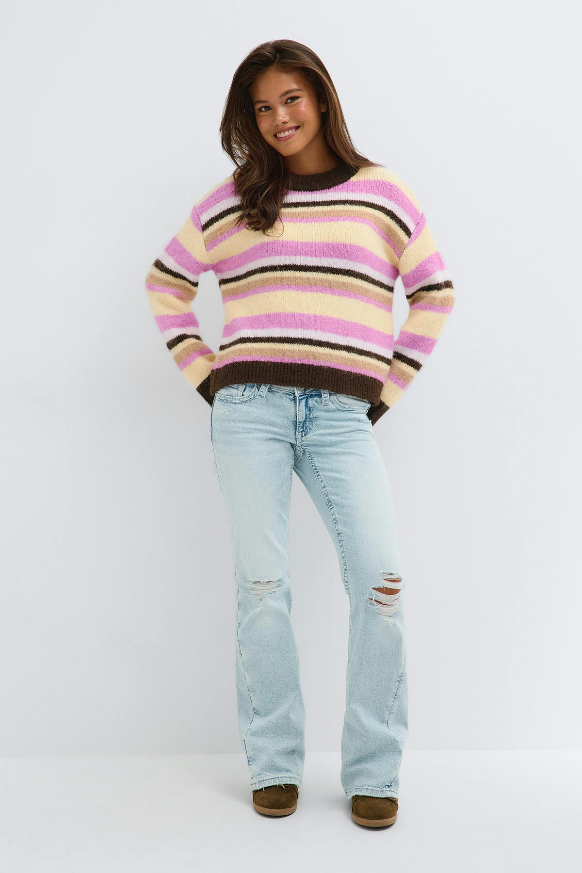 Y knitted crew neck sweater - Multi stripe