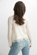 Y lace knitted sweater - Gardenia