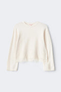 Y lace knitted sweater - Gardenia
