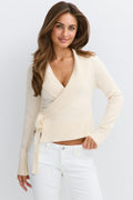14+ knitted wrap sweater - Noir