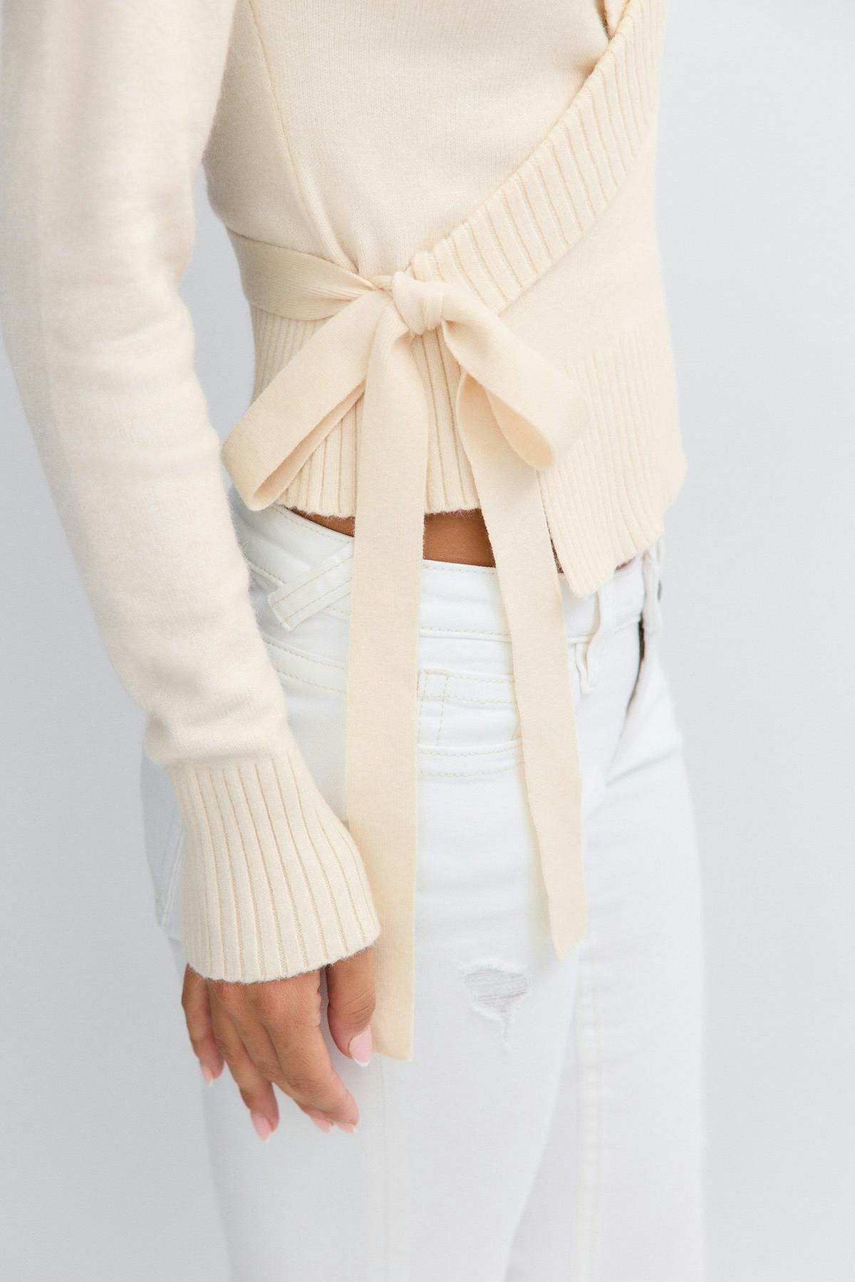 14+ knitted wrap sweater - Noir