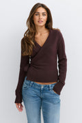 14+ knitted wrap sweater - Chocolate brown
