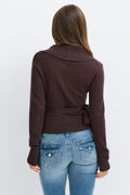 14+ knitted wrap sweater - Chocolate brown