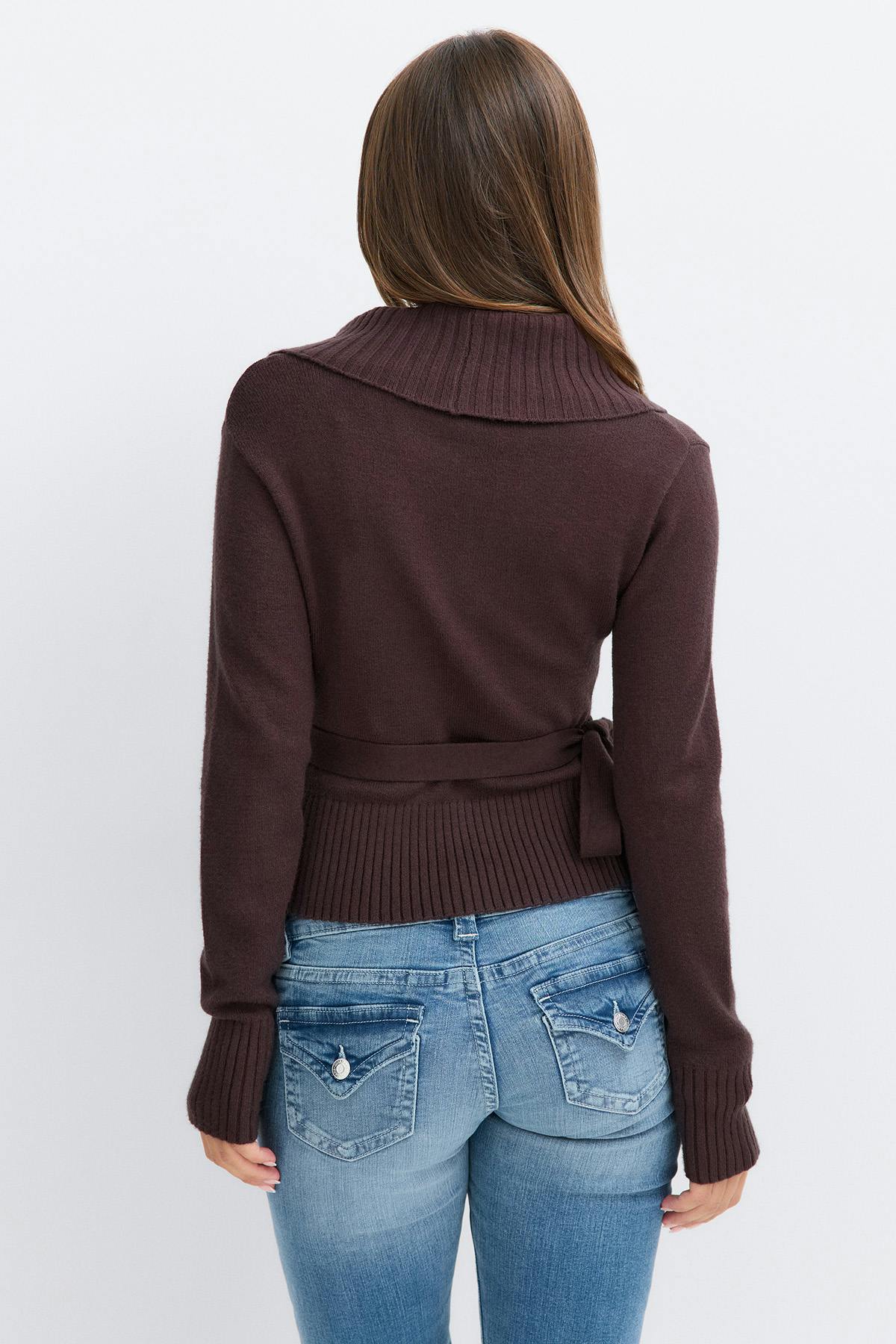 14+ knitted wrap sweater - Chocolate brown