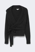 14+ knitted wrap sweater - Noir