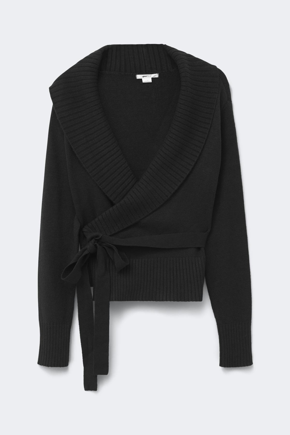 14+ knitted wrap sweater - Noir