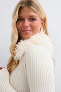 14+ fur knitted cardigan - Gardenia