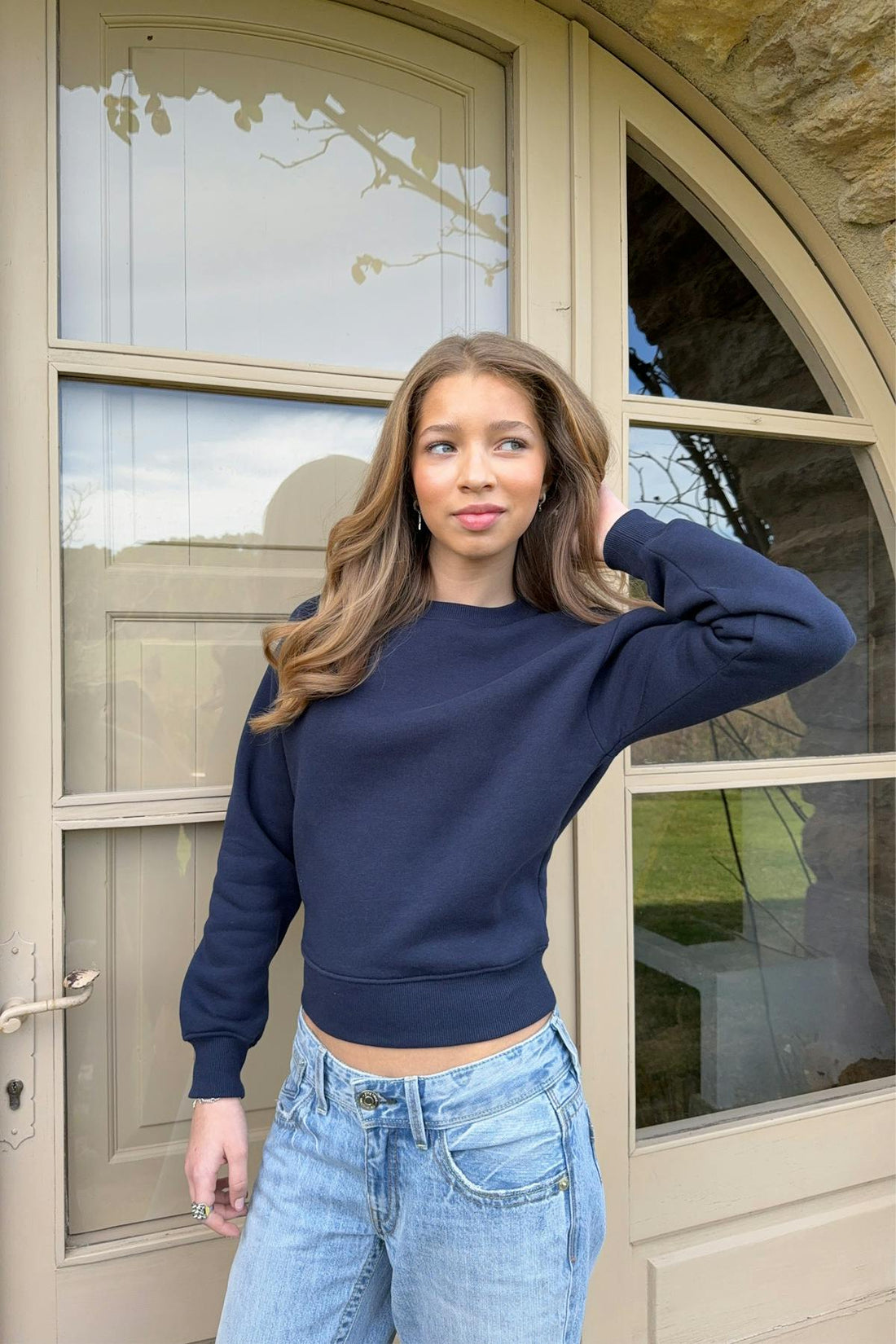 Y printed sweater - Bleu marine