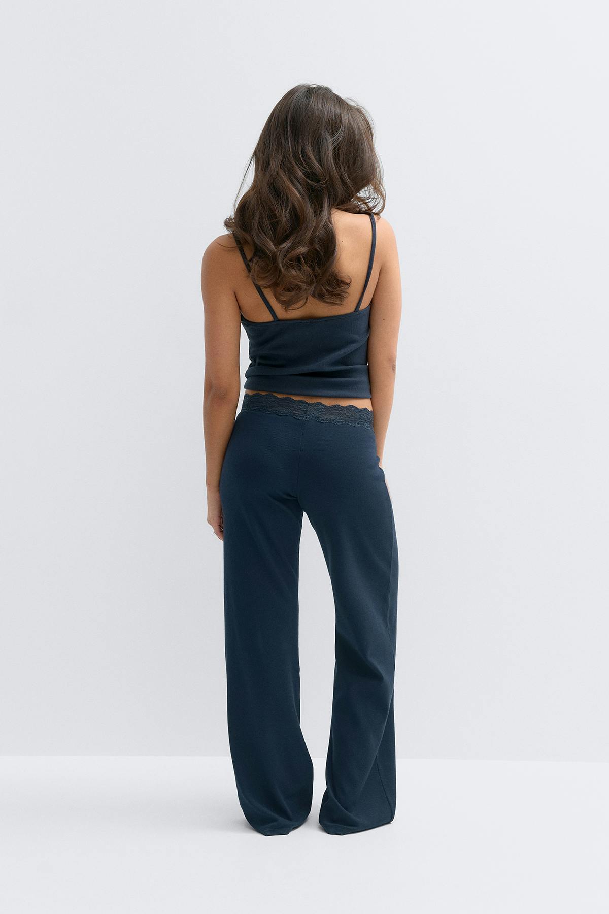 14+ lace detail trousers - Navy blazer