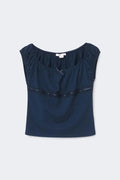Y fitted lace top - Bleu marine
