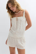 Broderie loungewear singlet - Blanc cassé