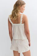 Broderie loungewear singlet - Blanc cassé