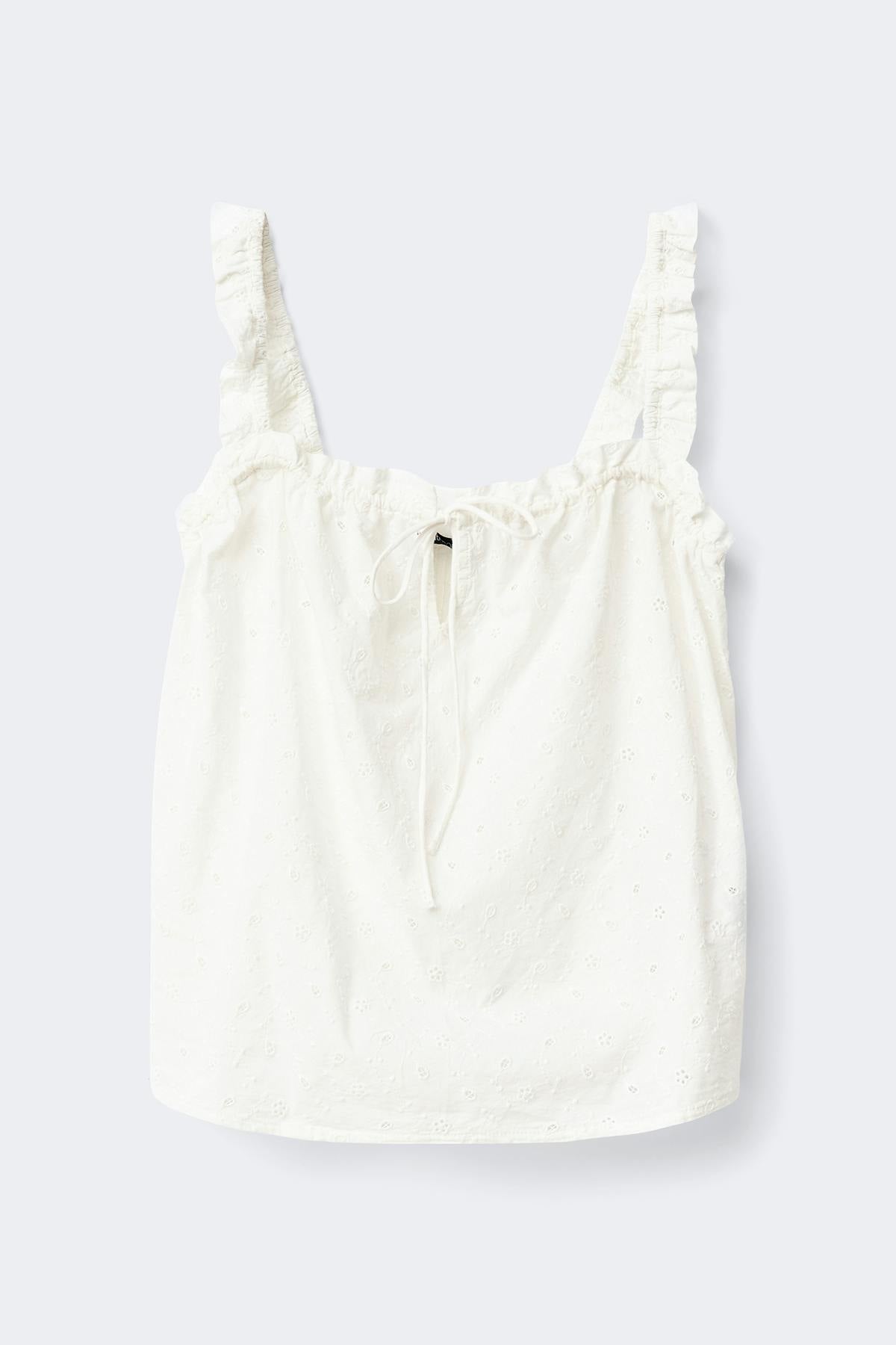 Broderie loungewear singlet - Blanc cassé