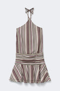14+ halterneck striped dress - Multi stripe