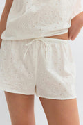 Broderie loungewear shorts - Blanc cassé