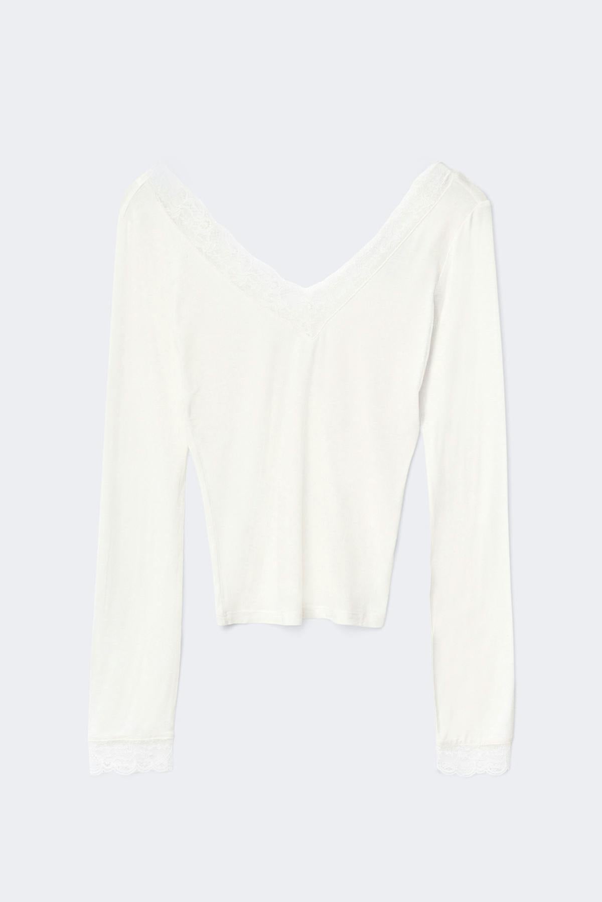 Soft lace loungewear top - Gardenia