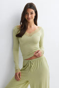 Soft lace loungewear top - Gardenia