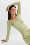 Soft lace loungewear top - Soft green