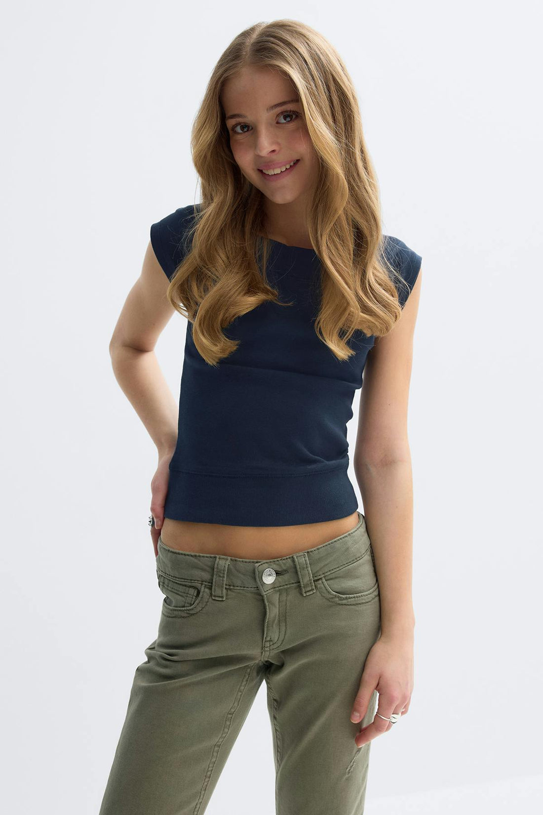 Y short sleeve top - Peacoat