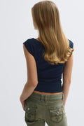 Y short sleeve top - Peacoat