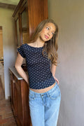 Y short sleeve top - Peacoat