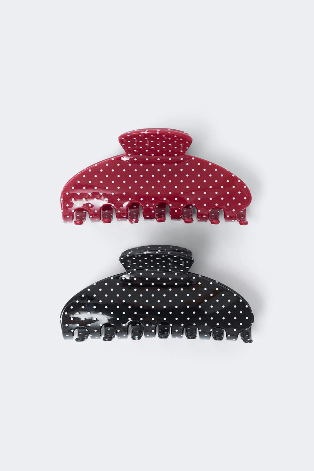 2-pack dotted hair clip - Black/red