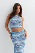 14+ shell halterneck singlet - Blue/stripe
